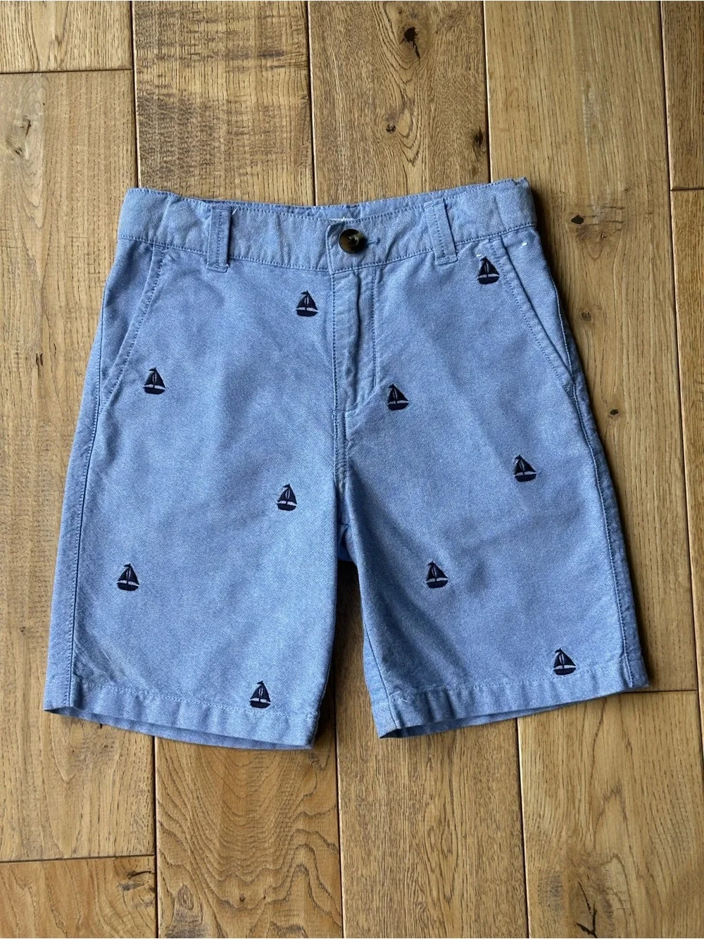 Gymboree Prep Fit Embroidered Sailboats Chambray Shorts size 7